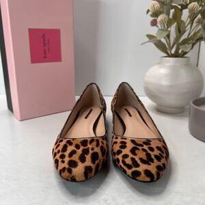 Kate Spade Fallyn Leopard Print Calf Hair Flats Tan/Black Women's 7M NWB - FLAW